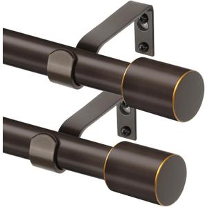 TONIAL Curtain Rods 2 pack, Telescoping Splicing 3/4 Drapery Rod 32 to 58 Inch(2.6 to 4.8 ft), Decorative Single Curtain Rods for Windows with Modern Cap Finial, Bronze TONIAL Curtain Rods 2 pack, Telescoping Splicing 3/4 Drapery Rod 32 to 58 Inch(2.6 to 4.8 ft), Decorative Single Curtain Rods for Windows with Modern Cap Finial, Bronze