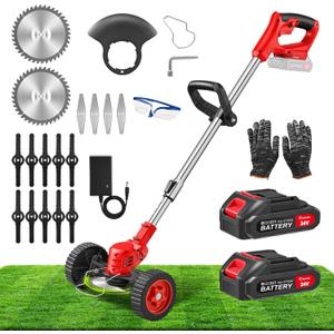 SakerPlus 24V Cordless Weed Wacker, Electric Grass Trimmer