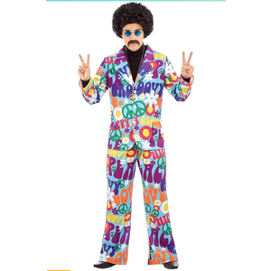 fun shack Groovy Mens Hippie Costume, Retro Mens Hippie Costumes for Adults, Groovy Costumes for Men, 60s Suit Men, XL