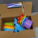 uToyz Bath Toys for Toddlers – Toddler Toys with 12pcs Rainbow Stacking Cups, Boats, & Dolphin-shaped Baby Watering Can, Baby Bath Gift & Toddler Toy for One Year Old Girl Gifts, Water Toy for Ages 1+