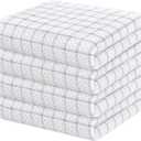 Homaxy 100% Cotton Kitchen Towels 4 Pack-15 X 25 Inches, Check Design Waffle Weave Hand Tea Towels, Super Soft and Absorbent Dish Towel for Drying Dishes, Light Grey