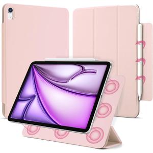 for iPad Air 13 inch M4/M3/M2 Case (2026/2025/2024,Model A3268/A3269/A3271), Auto Sleep/Wake and Magnetic Closure, Slim Trifold Stand Case, PU Leather Cover, Support Apple Pencil Pro, Pink
