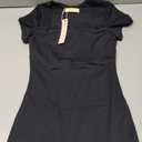 QINSEN Women's Short Sleeve Bodycon Romper Stretchy Square Neck Sexy Unitard Jumpsuit (Large, Black)