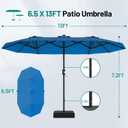 AreShark 13 FT Patio Umbrella with Solar Lights, Double-Sided Outdoor Table Umbrellas with Crank, Large Rectangular Market Umbrella for Porch, Lawn, Pool, Backyard, Royal Blue