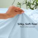 Royale Linens Bamboo Viscose Twin Flat Sheets Only - Cooling Sheets - Organic Viscose Derived from Bamboo - Flat Sheet Only - Top Sheet - Breathable & Silky Bedding (Twin, Lake Blue)