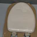 Mayfair Padded Toilet Seat, Cushioned Soft Vinyl over Wood Core Seat, Secure Hinges, Easy Clean, Made in USA, Elongated, Bone
