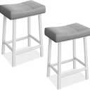 GarveeHome Counter Height Bar Stools Set of 2, 24 in Barstools for Kitchen Island Counter, Upholstered Padded Barstools with Curved Surface, Easy Assembly, Grey