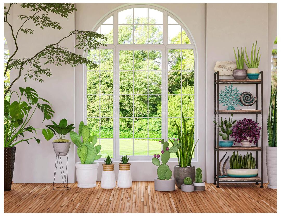 YYNXSY 7x5FT Spring Window Scenery Photography Backdrop White Windowsill Floral Green Forest Natural Photocall Background Party Banner Wall Decor Newborn Baby Kids Family Photo Shoot YY-1011