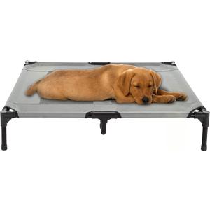 Elevated Dog Bed - 36x29.75-Inch Portable Pet Bed with Non-Slip Feet - Indoor/Outdoor Dog Cot or Puppy Mattress for Pets up to 80lbs by PETMAKER (Gray)