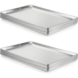 CURTA 12 Pack Aluminum Sheet Pan, NSF Listed Full Size 26 x 18 inch Commercial Bakery Cake Bun Pan, Baking Tray