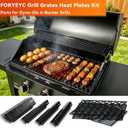 Grill Replacement Parts for Dyna-Glo 4 Burner DGH450CRP DGH451CRP, Set of 4 Porcelain Steel Grill Heat Plates Shield + 3-Pack Cast Iron Cooking Grill Grates Kit for Dyna Glo 3/4 Burner Grill