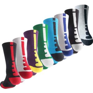 OLCHEE Boys Sock Basketball Soccer Hiking Ski Athletic Outdoor Sports Thick Calf High Crew Sock 8 Pack B, Size M