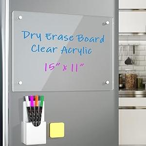 Acrylic Magnetic Dry Erase Board for Fridge 16"x12" Magnetic Whiteboard for Refrigerator Clear Acrylic Board Magnet White Board for Fridge Wall 5 Markers Acrylic Magnetic Dry Erase Board for Fridge 16"x12" Magnetic Whiteboard for Refrigerator Clear Acrylic Board Magnet White Board for Fridge Wall 5 Markers
