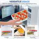 SereneLife 8-Piece Glass Baking Dish with Lids Set - ( 4 Heavy Duty Rectangular Glass Baking Pan with 4 BPA-Free Lids ), Oven-Safe Bakeware for Lasagna, Meats, Desserts - Dishwasher Safe, Red