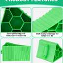 PAHTTO Wheel Chocks 4 Pack, RV Chocks with Handles for RV Trailer Camper Car Truck, Wheel Block Stopper for Tire, Strong RV Wheel Chocks Hexagonal Honeycomb Structure, RV Trailer Accessories, Green