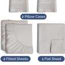 Split King Size 5 Piece Sheet Set - Comfy Breathable & Cooling Sheets - Hotel Luxury Bed Sheets for Women & Men - Deep Pockets, Easy-Fit, Soft & Wrinkle Free Sheets - Light Grey Oeko-Tex Bed Sheet Set