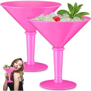Reallnaive Valentines Party Giant Martini Plastic Glasses Large 48oz Acrylic Shrimp Cocktail Glasses Jumbo Cup DIY Table Centerpieces for A Tini Bit Older Birthday Wedding Decor (2 Pcs, Hot Pink)