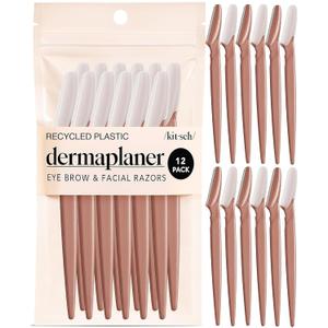 Kitsch Dermaplane Razor for Women Face  Face Razors for Women & Men, Eye Brow Razors & Face Shaver  Exfoliating Facial Razor & Dermaplaner as Skin Care Tool for Smoother Skin - Terracotta, 12 pcs