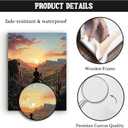 Western Cowboy Pictures Wall Decor Sunset Desert Landscape Prints Art Vintage Western Canvas Wall Art Mountain Painting Artwork For Living Room Bedroom Office Home Decorations Gifts For Men Women  (16"L x 12"W)