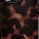 Hython for iPhone 12 Pro Case Cute Matte Amber Leopard Print Cheetah Pattern Tortoise Shell Phone Cases for Women Men, Slim Anti-Scratch Soft TPU Bumper Shockproof Rubber Protective Cover, Brown Amber