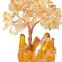 Natural Citrine Crystal Tree of Life,Quartz Cluster Yellow Titanium Base, Positive Energy Feng Shui Bonsai Money Tree Office Desk Home Decor for Wealth and Luck