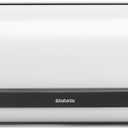 Brabantia Roll Top Bread Box | Large | White | Metal Front Opening Bread Store for Kitchen Countertop | Partly Flat Top for Extra Storage, Magnet Closing Lid | Fits 2 Loaves