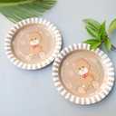 Pandecor 50 Pieces Bear Paper Dessert Plates,7 Inches Disposable Cartoon Bear Cake Plates for Baby Shower and Birthday Party