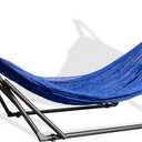 Best Home Fashion Hammock with Collapsible Steel Stand & Carrying Case, Portable & Adjustable, Perfect for Camping Beach Summer Patio, EZ Daze Foldable Hammock with Stand - Navy