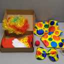 JaGely 7 Pcs Clown Costume Set Include Rainbow Wig Hat Clown Nose Bow Tie White Gloves Shoes Accessories Halloween Cosplay for Adults Parties Circus Carnivals Pretend Play