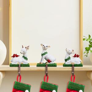HelaJoy Christmas Stocking Holders for Mantle Set of 3, Christmas Stocking Hangers for Mantel Stocking Hooks for Mantle Stocking Holders Deer Fireplace Stocking Holders for Mantle Stocking Hangers