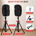 Pyle 10" Wireless Portable PA system - 1000W High Powered Bluetooth Compatible Active + Passive Pair Outdoor Sound Speakers w/ USB SD MP3 AUX - 35mm Mount, 2 Stands, Microphone, Remote - PPHP1049KT