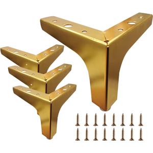4 Inch Furniture Legs, Set of 4 Metal Furniture Legs Modern Triangle Feet Luxury Gold for Sofa Cabinet Cupboard Couch Chair Ottoman