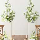 Ling's moment 41.0" Tall Free-Standing Wedding Aisle Artificial Flowers for Ceremony Decor, 2PCS White Walkway Floral Chair Markers, Faux Rose Altar Arch Arrangement Spring Decorations Outdoor