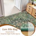 Rugs for Living Room, Lightweight Low Pile Area Rug with Non-Slip Backing Soft Carpet for Bedroom Dining Room Home Office Machine Washable Stain-Resistant Vintage (Forest Green, 6'  9')