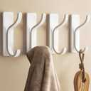 pickpiff Adhesive Wall Coat Hooks - Heavy Duty Stick-On Door Hanger, Metal Hook for Hanging Towel,Purse, Robe, Backpack, Jacket, Clothes - for Bathroom,Dorm, Closet, Kitchen - White, 4 Pack