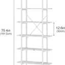 Bookshelf 6 Tiers White Wooden Storage Shelf,Modern Open Display Storage Bookcase Book Organizer,Metal Bookshelf Standing Storage Shelf Tall Shelving Units for Home Office Study