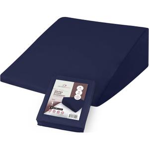 CirclesHome Wedge Pillow Cover 100% Cotton, Zippered Wedge Pillow Case Protector, Soft, Hypoallergenic & Breathable - Navy, (25Wx26Lx7.5)