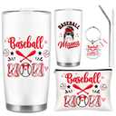 RUBOAOA Baseball Mom Gifts Set, Mothers Day Gift Box for Baseball Moms with 20 OZ Tumbler Cosmetic Bag Keychain Set, Sport Mom Essentials Accessories, Birthday Gifts for Mothers from Boys Girls