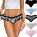 LYYTHAVON Womens Underwear Soft Breathable Cotton Brief Ladies Panties 5-Pack (X-Large)