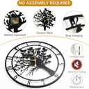30inch/76cm Extra Large Tree of Life Wall Clocks for Living Room Decor,Bedroom,Battery Operated,Metal,Decorative,Analog,Silent,Non Ticking Wall Clock,Room Wall Decor (Tree of Life, 30 inches)