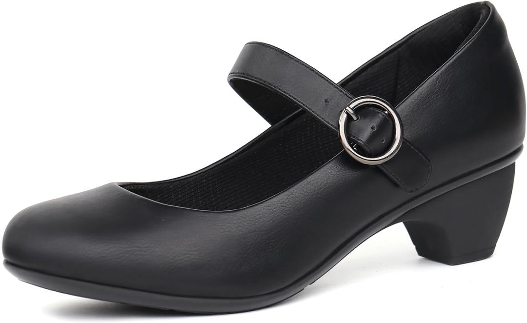 benassal Women Mary Janes Pumps Chunky Shoes Dress Shoes (6, Black)