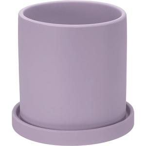 PATIKIL 5 Inch Ceramic Plant Pots, Modern Flower Planters with Drainage Holes and Tray for Decorate Home Indoor Plants Succulent Herb, Orange