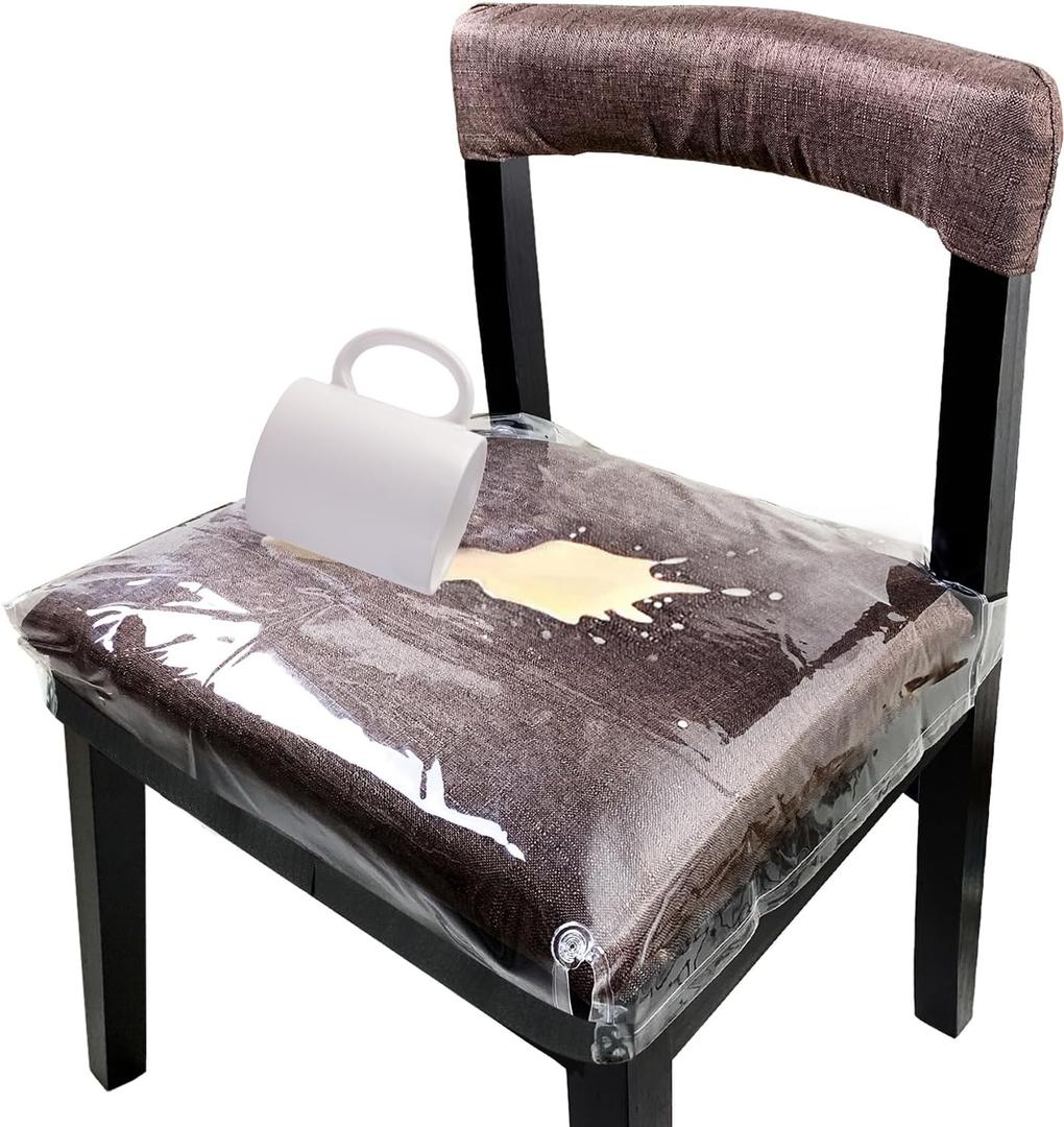 4 Pack Large Plastic Chair Covers for Dining Room, Clear Chair Seat Protectors with Adjustable Belt Strap Fits 18” – 22” Seats, Waterproof & Scratch Resistant Heavy Duty PVC Dining Chair Covers
(W22 x D17 x H4 inches)