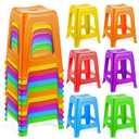 6 Pack Stackable Classroom Stools 18.9 Inch Plastic Nesting Stools Space Saving Portable Backless Bar Stool Flexible Seating Decorative Chairs for Students Home Office School Classroom (Colorful)