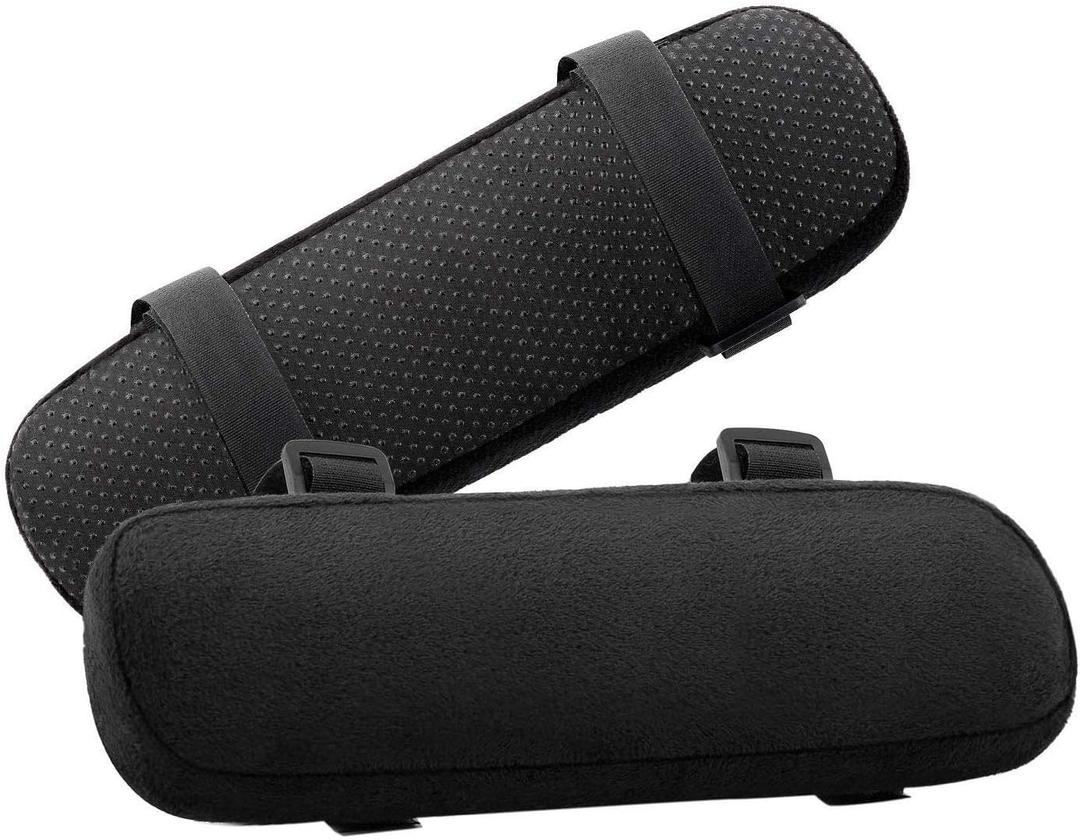 MOSISO Chair Armrest Pads (2 Pack), Memory Foam Home/Office Chair Arm Rest Covers Comfy Computer Gaming Elbow Cushion Removable Washable Elbow Support Forearm Pressure Relief, Black