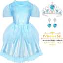LIMIROLER Princess Dress Up Clothes for Little Girl Role Play Costume Gift Set Princess Dress Up Toys for Toddler Girls, Size M