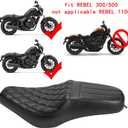 One-Piece Seat for Honda Rebel 300/500, Driver & Passenger Seat with Black Diamond + Vertical for CMX 300 500 (2017-later)
