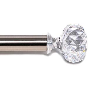 DWCN Decorative Single Curtain Rods for Windows 28 to 48 inch, 1 Inch Diameter with Acrylic Finials, Heavy Duty Adjustable Rod Curtain Splicing Metal Curtain Rod for Windows (Brushed Nickel, 32"-56")