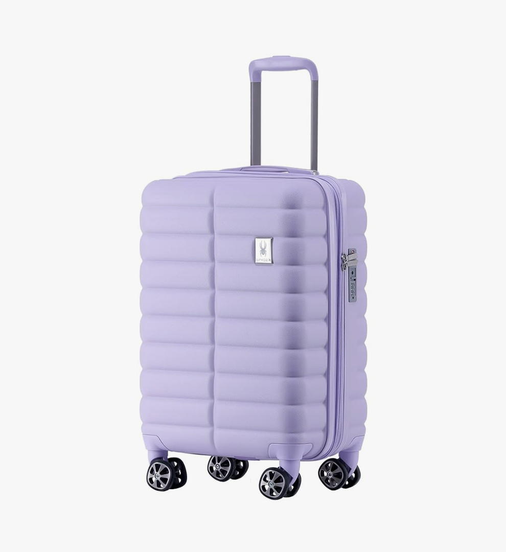 Spyder Puffer Style 20 Inch Expandable Hardside Upright Carry On Suitcase with 360° Spinner Wheels, TSA Approved Lock, Lilac