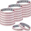 Retrowavy Genuine Leather Baseball Bracelet Baseball Party Favors Gifts Sport Wristbands Team Theme Birthday Gift for Teens 18 PCS